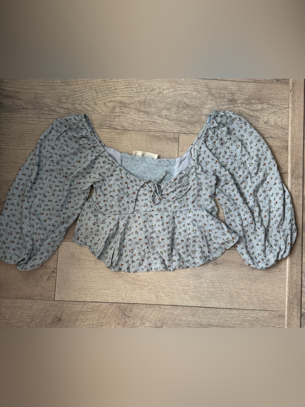Her Entire Name Says Grace Cropped Balloon Sleeve Blouse Women's L cottage core